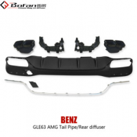 奔馳W166 GLE63 AMG（銀色/黑色亮條）尾唇（電鍍黑/電鍍銀）尾喉