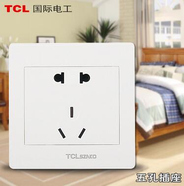TCL羅格朗開關(guān)插座面板雅白五孔墻壁插座86型二三插電源插座
