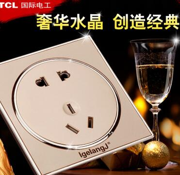TCL開關(guān)插座面板羅格朗圓形86型水晶面板五孔二三插墻壁電源插座