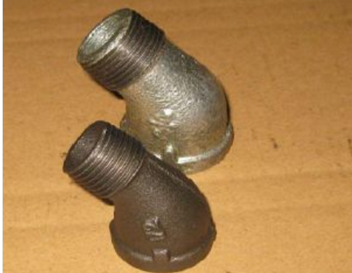 供應(yīng)TFF美標(biāo)出口瑪鋼管件---45度內(nèi)外絲彎頭