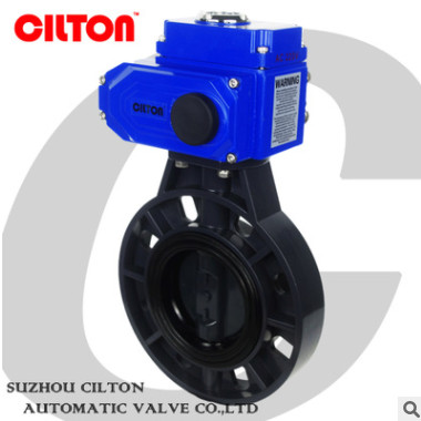 電動PVC蝶閥塑料化工級dn50 65 80 100 125 150 200 300UPVC