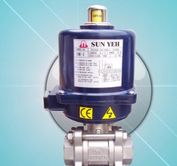 臺灣SUNYEH電動球閥，三片式不銹鋼電動V型球閥，電動閥