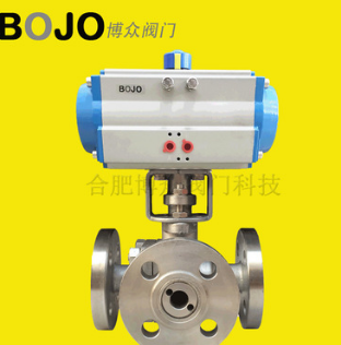 BOJO博眾閥門(mén)不銹鋼氣動(dòng)三通法蘭球閥 Q644/5F-16P氣動(dòng)三通換向閥