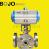 BOJO博眾閥門(mén)不銹鋼氣動(dòng)三通法蘭球閥 Q644/5F-16P氣動(dòng)三通換向閥