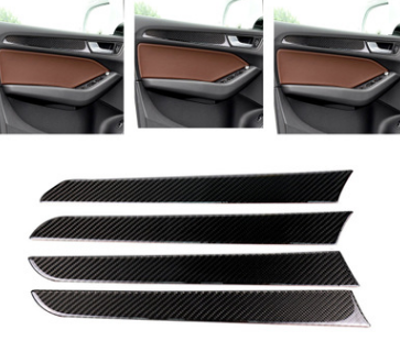 適用奧迪2009-2016audiA4B8碳纖維門板裝飾貼門拉手條蓋板四件套