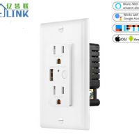 億皆聯(lián)美規(guī)USB雙孔智能墻壁插座Alexa語(yǔ)音APP遙控涂鴉墻插ETL認(rèn)證