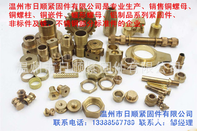 廠家生產(chǎn)銷售：銅件、銅車件 銅螺母 卡件 注塑 預(yù)埋 直紋滾花