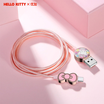 helloKitty type-c數(shù)據(jù)線 USB手機2A充電線1.2米適用華為數(shù)據(jù)線