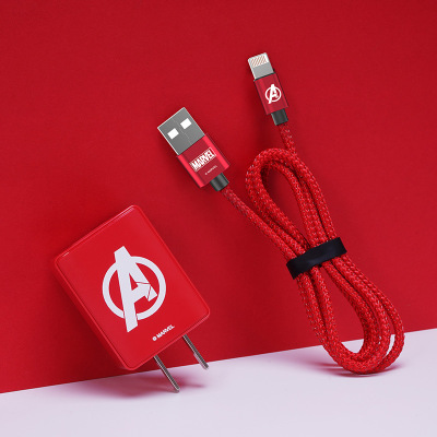 正版漫威適用蘋果充電器 iPhone數(shù)據(jù)線套裝 旅行雙USB快充電頭2A