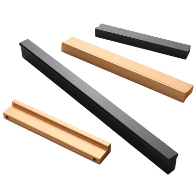 柜門拉手現(xiàn)代簡約廚柜抽屜鋁合金加長把手衣柜黑色拉手北歐門把手