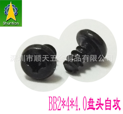 現(xiàn)貨供應 盤頭平尾 自攻螺釘 鐵加硬黑鋅 電子電器螺絲 BB2*4*4.0
