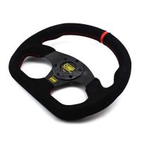 D型13寸翻毛皮D型平底改裝賽車方向盤 游戲機磨砂通用改裝方向盤