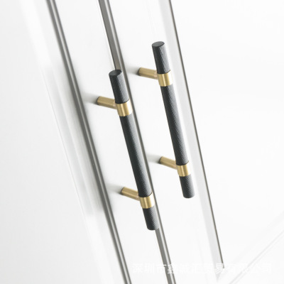 北歐超值黑色黃銅全銅滾花拉手美式工業(yè)風(fēng)衣柜櫥柜鞋柜柜門小把手