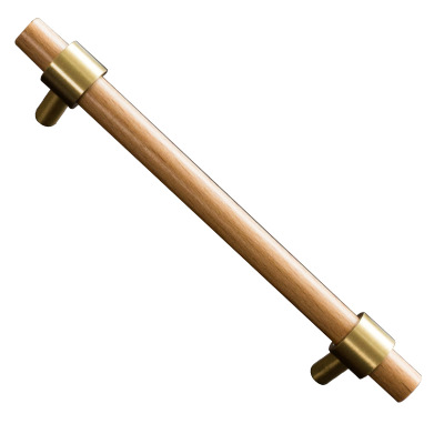 櫸木黃銅全銅純銅拉手新中式胡桃木家具櫥柜門衣柜五金小把手雙孔