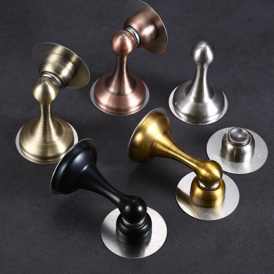 門吸 免打孔兩用防撞門頂強(qiáng)磁靜音吸門器隱形門擋黑色 不銹鋼墻吸