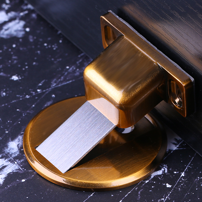 地吸免打孔 防撞隱形門擋鋅合金強(qiáng)磁實(shí)木門加厚地板吸 黑色門吸