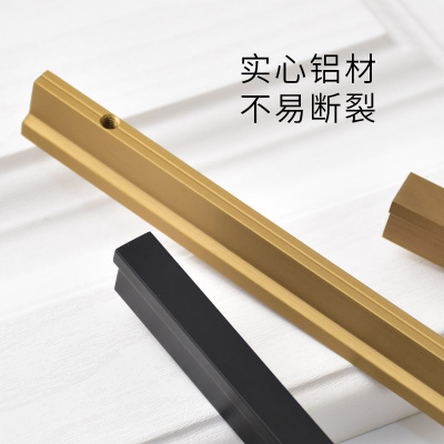 美式金色櫥柜門拉手定制 鋁合金黑色衣柜抽屜把手加長拉手批發(fā)