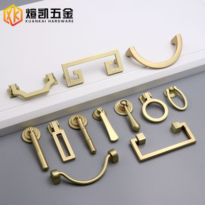 廠家直銷新中式復(fù)古銅拉絲拉手 櫥柜衣柜門家具五金銅本色門把手