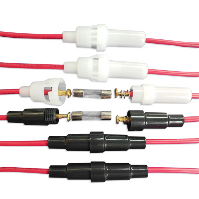 廠銷5*20保險絲座帶線螺旋式保險絲座，阻燃材料耐高溫！