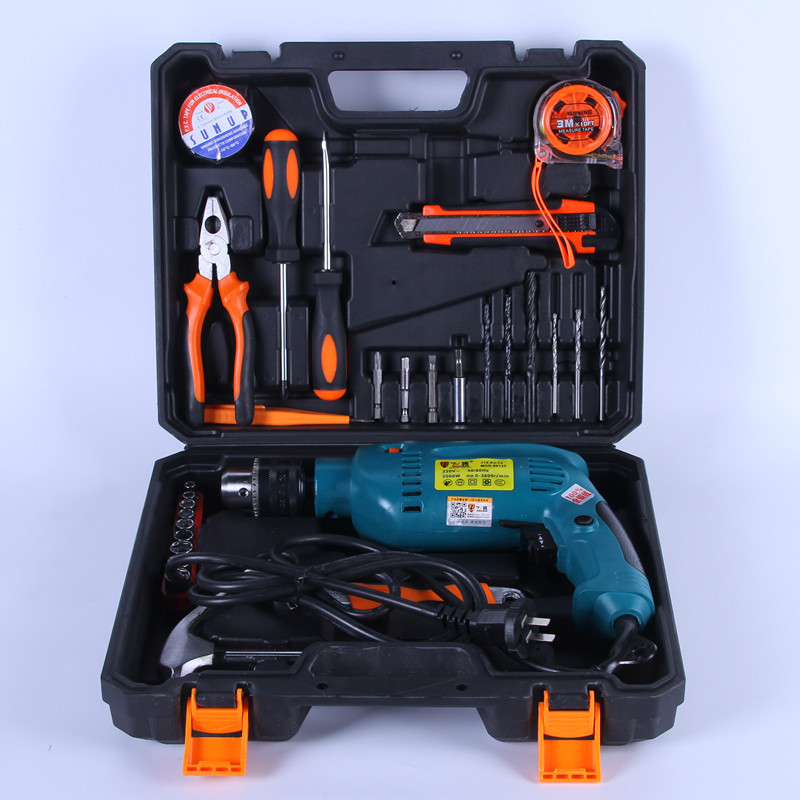 廠家直銷新款網(wǎng)銷組合套裝 手電鉆沖擊鉆多功能五金工具家用套裝