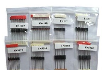 常用二極管元件包 8種共100只,含1N4148,1N4007,5819,5822,5408等