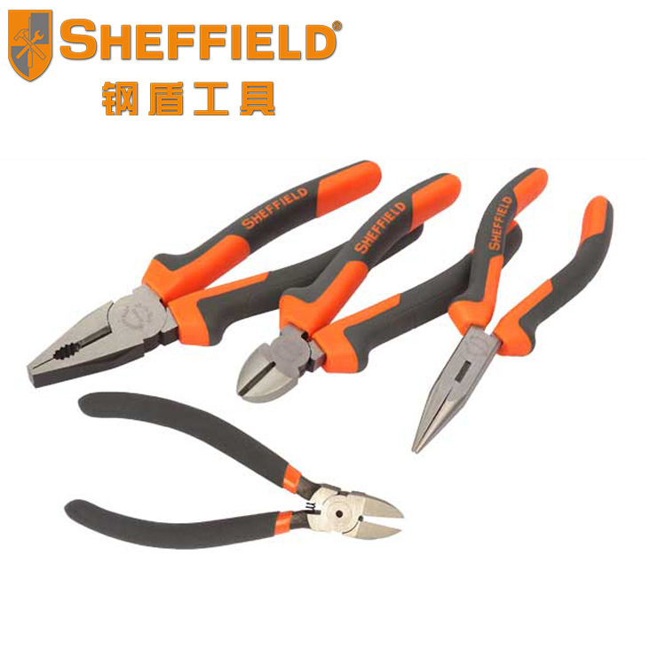 鋼盾工具正品4件套鉗子組合電工電訊工具組套雙色柄鋼絲鉗子套裝