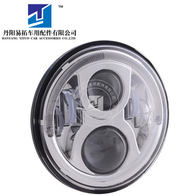 適用牧馬人改裝 7寸龍板大燈三代前大燈 65W大功率牧馬人大燈銀色