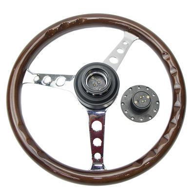 汽車桃木方向盤改裝 NARDI15英寸賽車競(jìng)技桃木方向盤復(fù)古通用套件