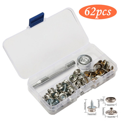 跨境金屬純銅四合扣+安裝工具 62件套盒裝軟墊螺絲大白扣