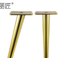 麗匠 廠家供應(yīng) 金色小錐管傾斜電鍍仿金色 斜錐管帶底座沙發(fā)腿