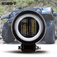 加工定制圓形雙目燈高亮led汽車大燈帶天使圈前照燈越野改裝車燈