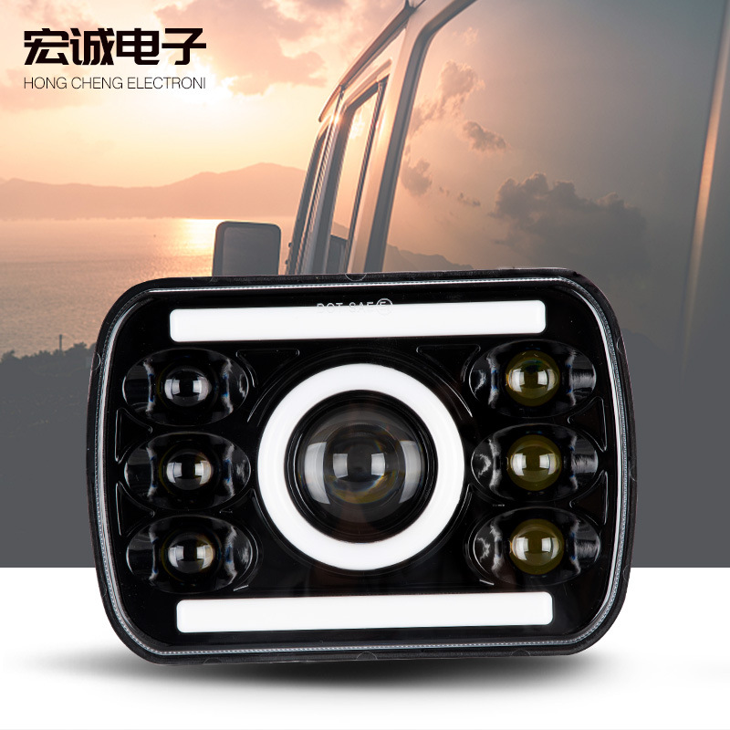 加工定制方形六珠帶天使高亮led汽車大燈前照燈越野改裝車燈