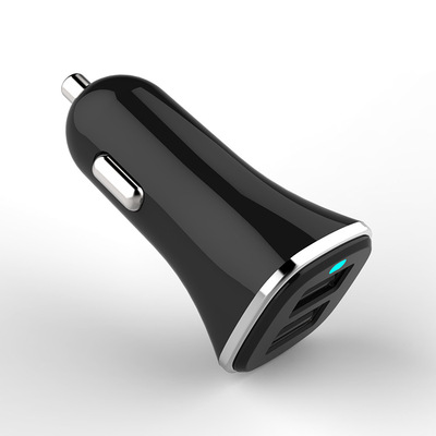 新款車(chē)載充電器雙口5V2.4A車(chē)充一拖二車(chē)充廠家定制LOGO可小額批發(fā)
