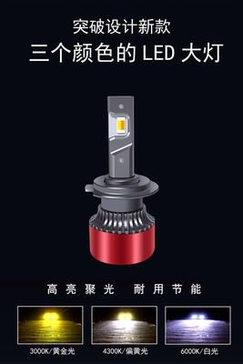 跨境電商熱銷 黃白三色溫汽車前照燈 H4 H11H7遠近光霧燈汽車大燈