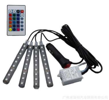 汽車LED裝飾燈七彩車內(nèi)氛圍燈 腳底氣氛燈 一拖四車載腳底燈9SMD