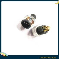 連接器M12防水插頭5P五芯LED照明接頭A B D X型 塑膠鋁金屬銅螺帽