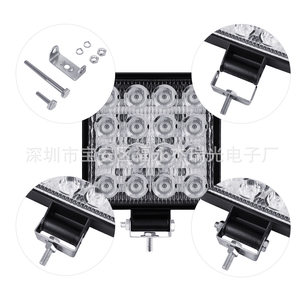 跨境 外貿(mào) 48W 16珠 LED工作燈 戶外越野車 射燈 改裝燈 檢修燈