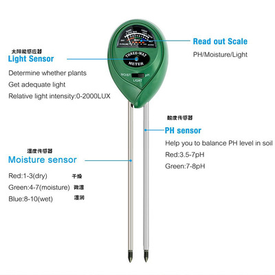 三合一土壤PH計(jì) 土壤檢測儀土壤溫度計(jì)土壤酸度計(jì) PH計(jì)