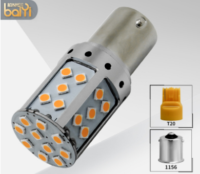 汽車led轉(zhuǎn)向燈解碼 防頻閃1156 PY21W T20改裝轉(zhuǎn)彎雙閃燈泡3030