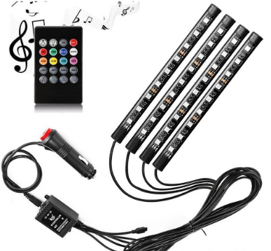 汽車室內裝飾燈 聲控氣氛燈腳底燈 36SMD遙控七彩RGB氛圍燈 通用