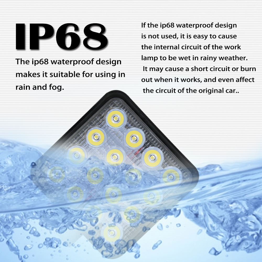 汽車LED工作燈 迷你款方形16燈 48W 輔助燈 改裝前照燈 射燈 頭燈