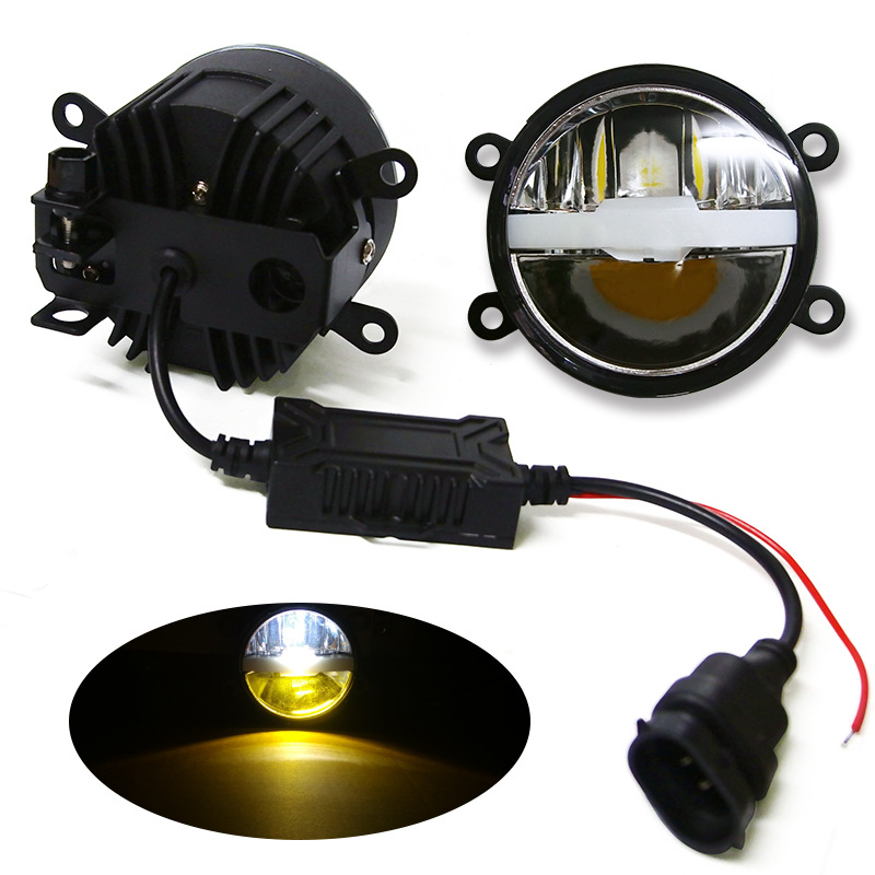 汽車LED霧燈 三色霧燈白光黃金光防霧燈 前照燈日行燈超亮防水H11