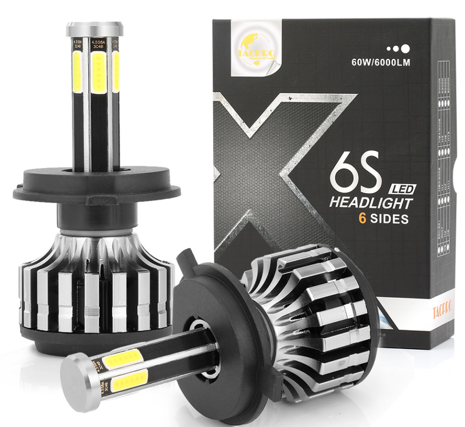 跨境專供 汽車大燈led前大燈X6S 6面三色大燈遠近光燈霧燈