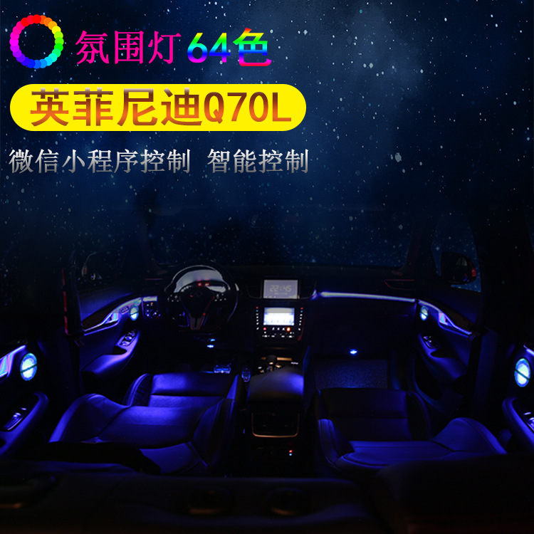 適用于英菲尼迪Q70L氛圍燈汽車內(nèi)飾木紋蓋板氣氛燈64色改裝燈裝飾