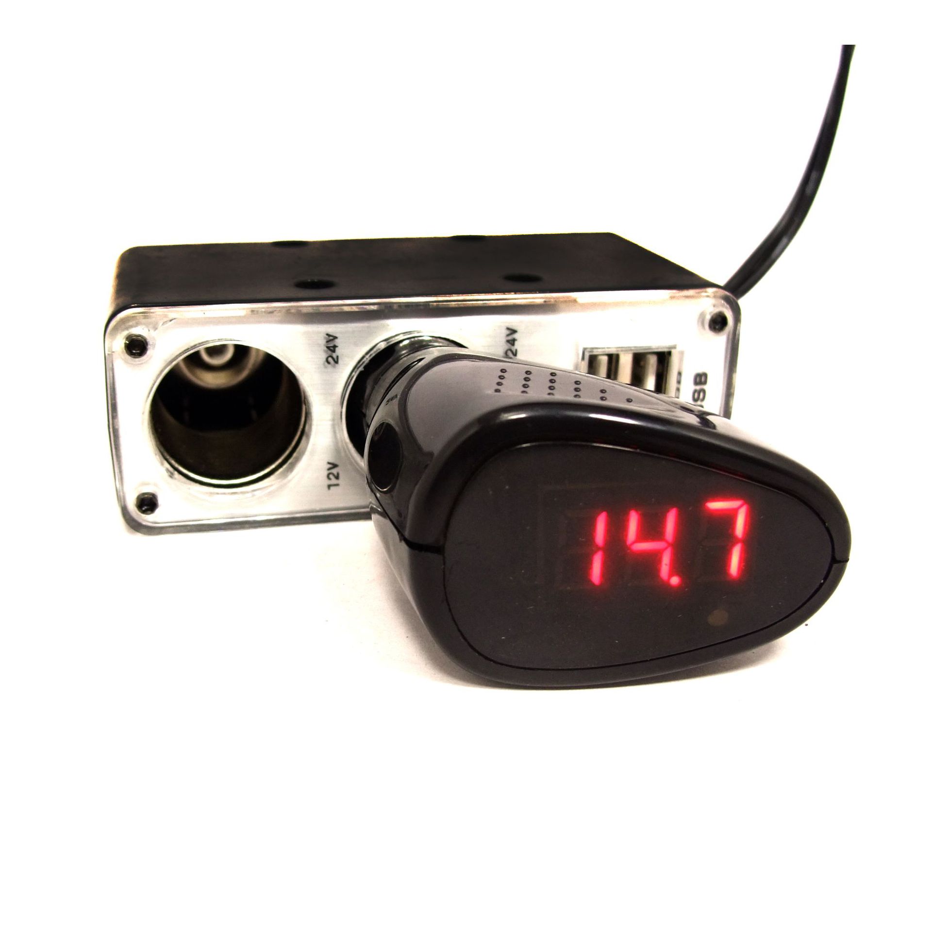 車載電壓表 點(diǎn)煙器電壓表 汽車電壓計(jì) 24V/12V通用 數(shù)顯電壓表