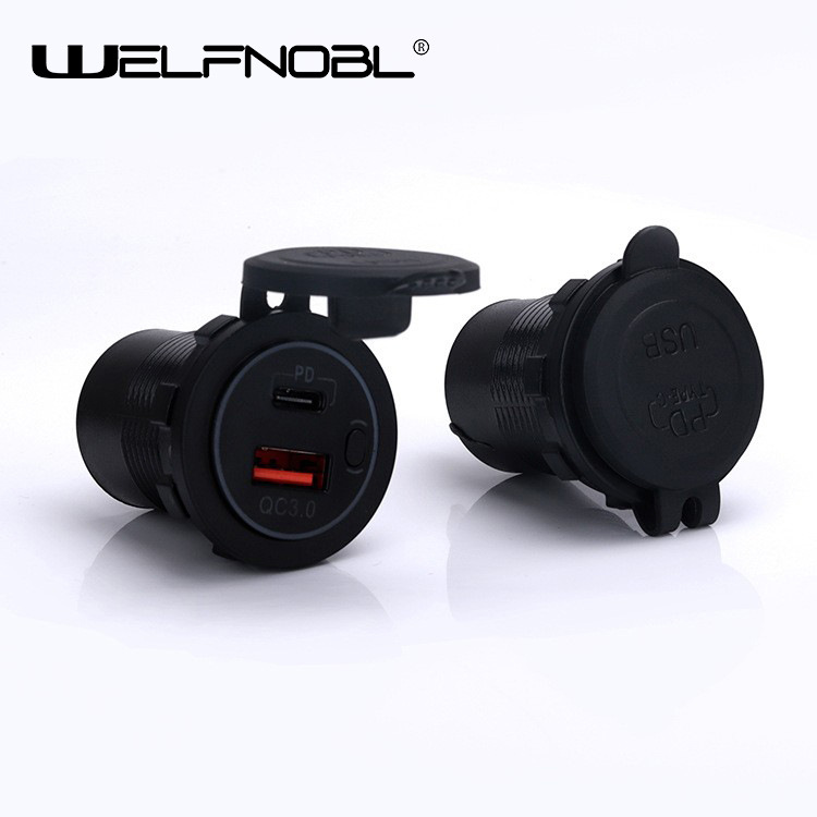 現(xiàn)貨供應(yīng)汽車車載手機(jī)快充 QC3.0+PD多功能USB接口充電器帶開關(guān)