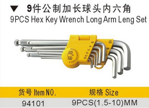 鷹之印 9件公制加長球頭內(nèi)六角套裝9件套公制加長內(nèi)六角組套94101