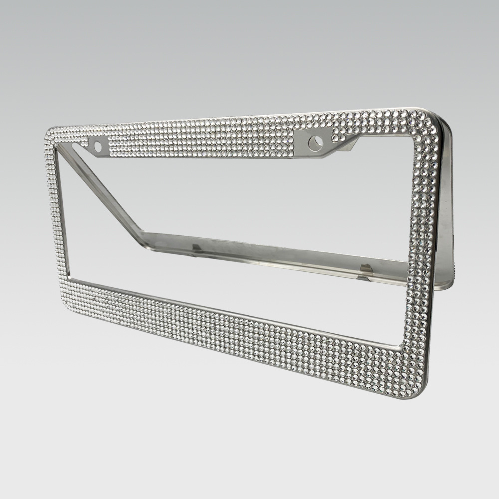 跨境點(diǎn)鉆不銹鋼牌照框 AB彩水鉆美式車框架 2孔出口美規(guī)車牌框