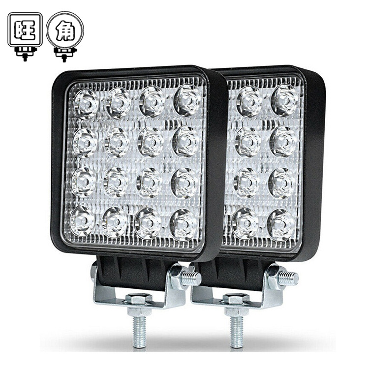 跨境專供汽車LED工作燈方形16燈 48W輔助燈 改裝前照工程射燈頭燈