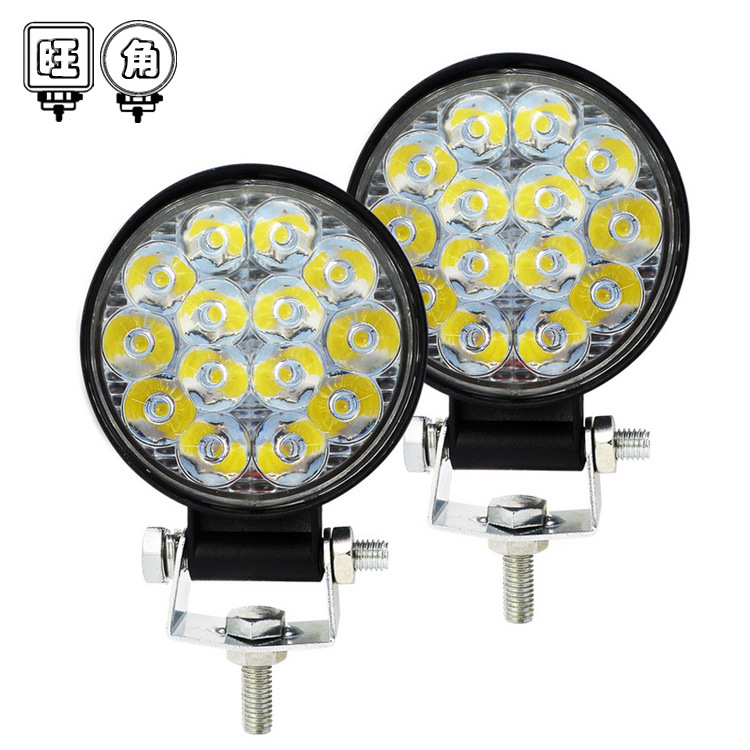 WJ汽車LED工作燈圓形迷你款14燈42W工程輔助燈改裝前照燈工程射燈